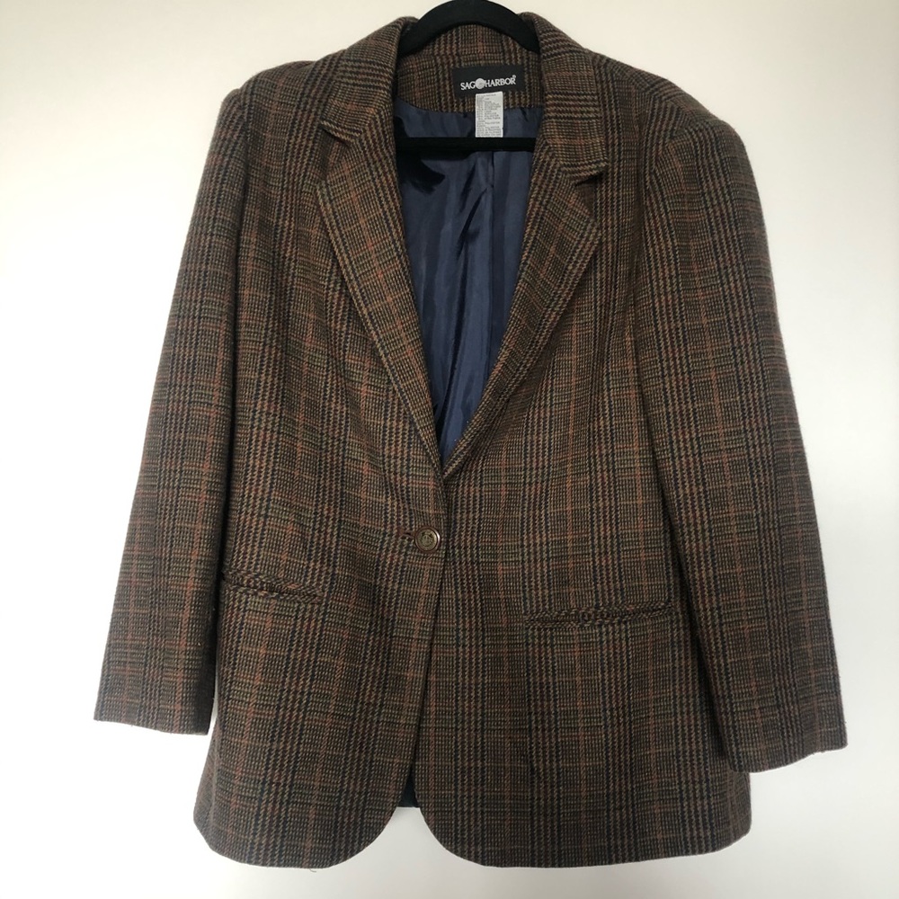 Vintage VTG Sag Harbor Plaid Wool Blazer